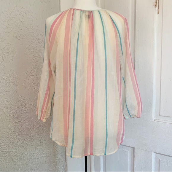 Chaps | Sheer Striped Blouse | M - Picture 5 of 10
